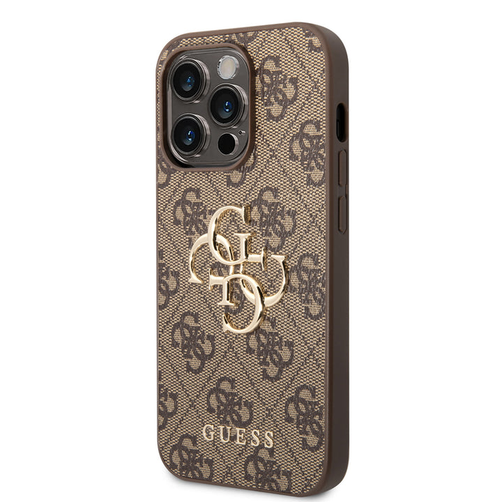 Guess iPhone 14 Pro Hardcase Backcover - 4G - Big Metal Logo - Bruin-Hoesjes-Ilumina Benelux