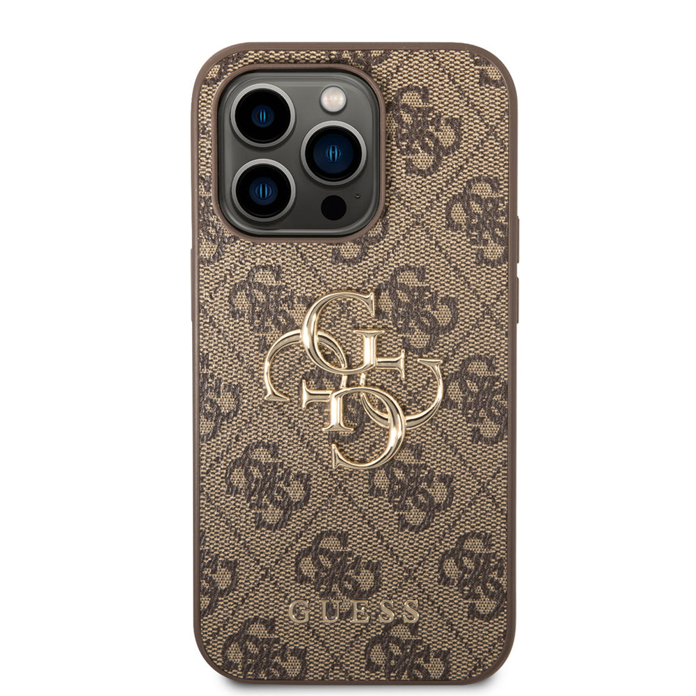 Guess iPhone 14 Pro Hardcase Backcover - 4G - Big Metal Logo - Bruin-Hoesjes-Ilumina Benelux