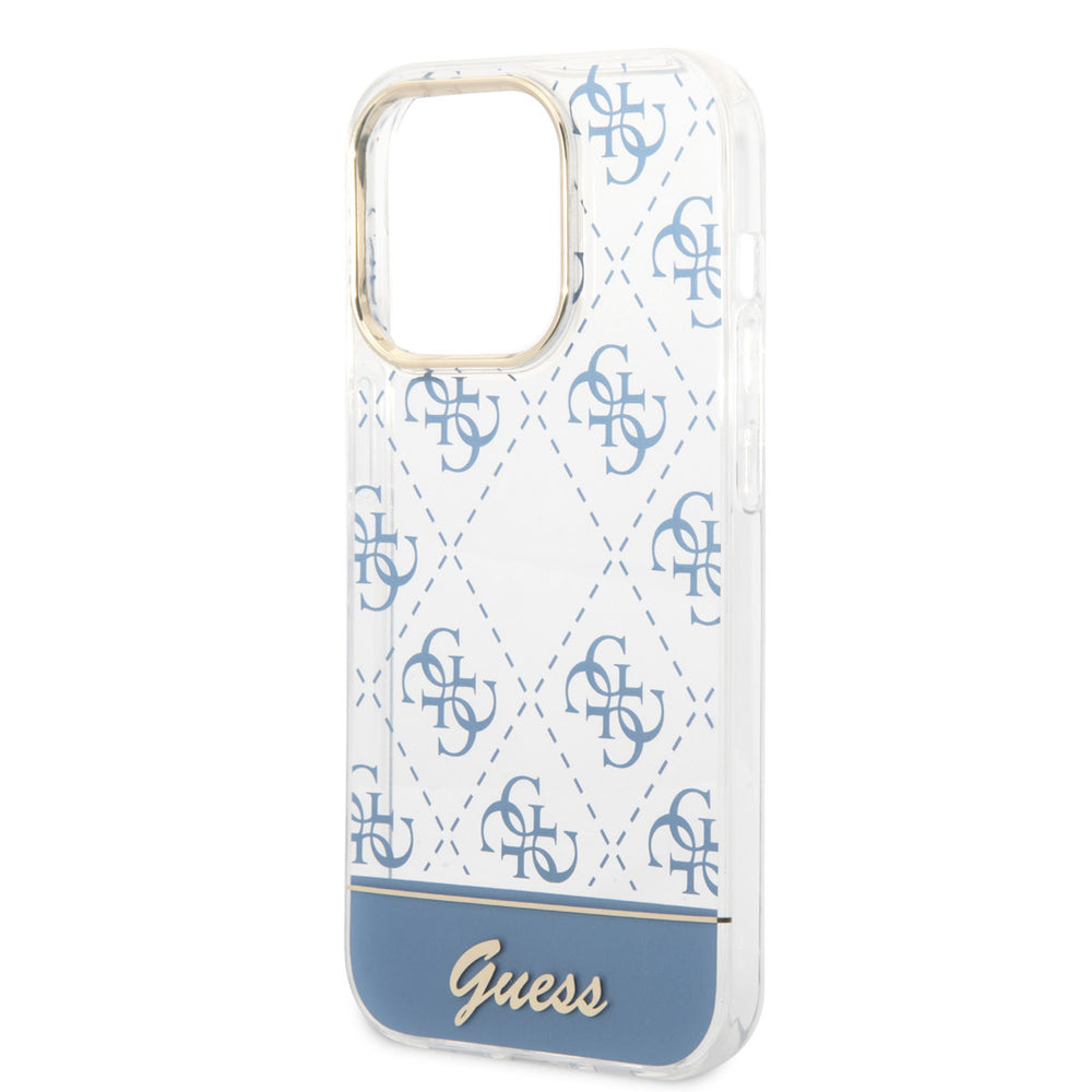 Guess iPhone 14 Pro Hardcase Backcover - 4G Pattern Script - Blauw-Hoesjes-Ilumina Benelux