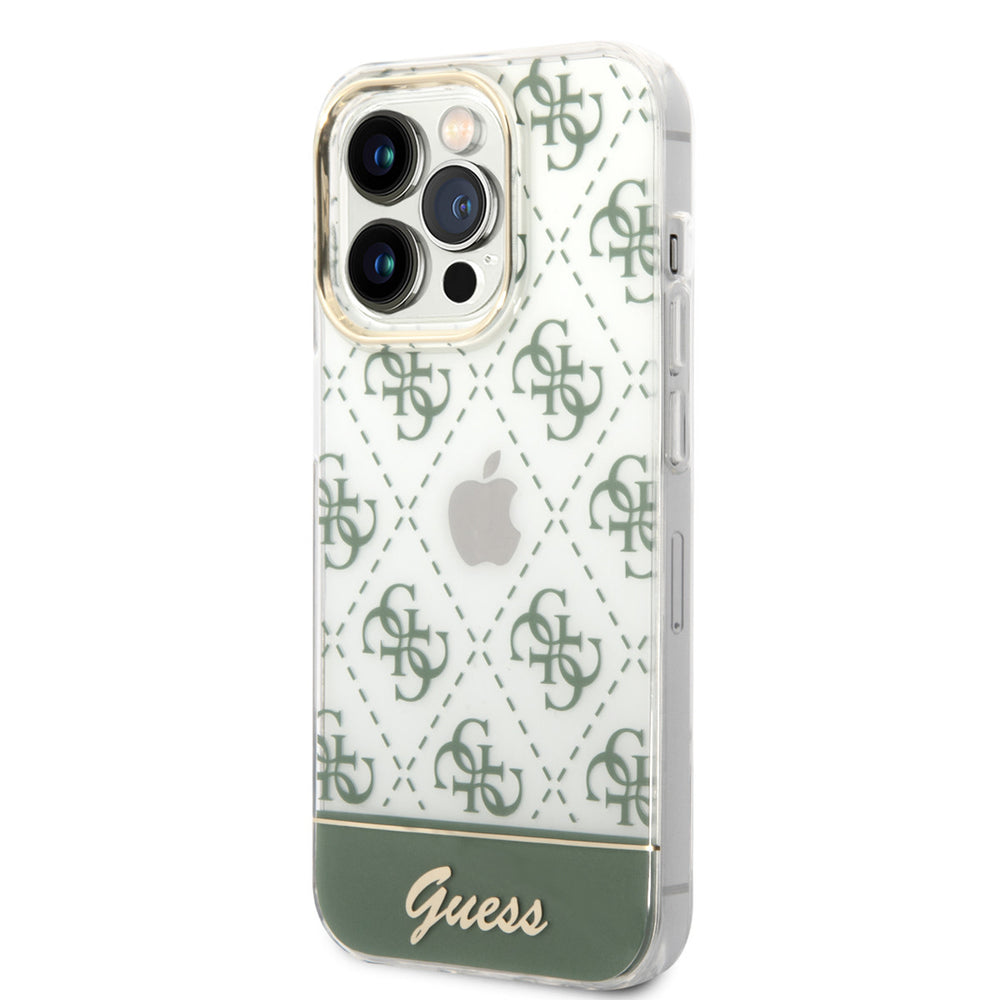 Guess iPhone 14 Pro Hardcase Backcover - 4G Pattern Script - Groen-Hoesjes-Ilumina Benelux