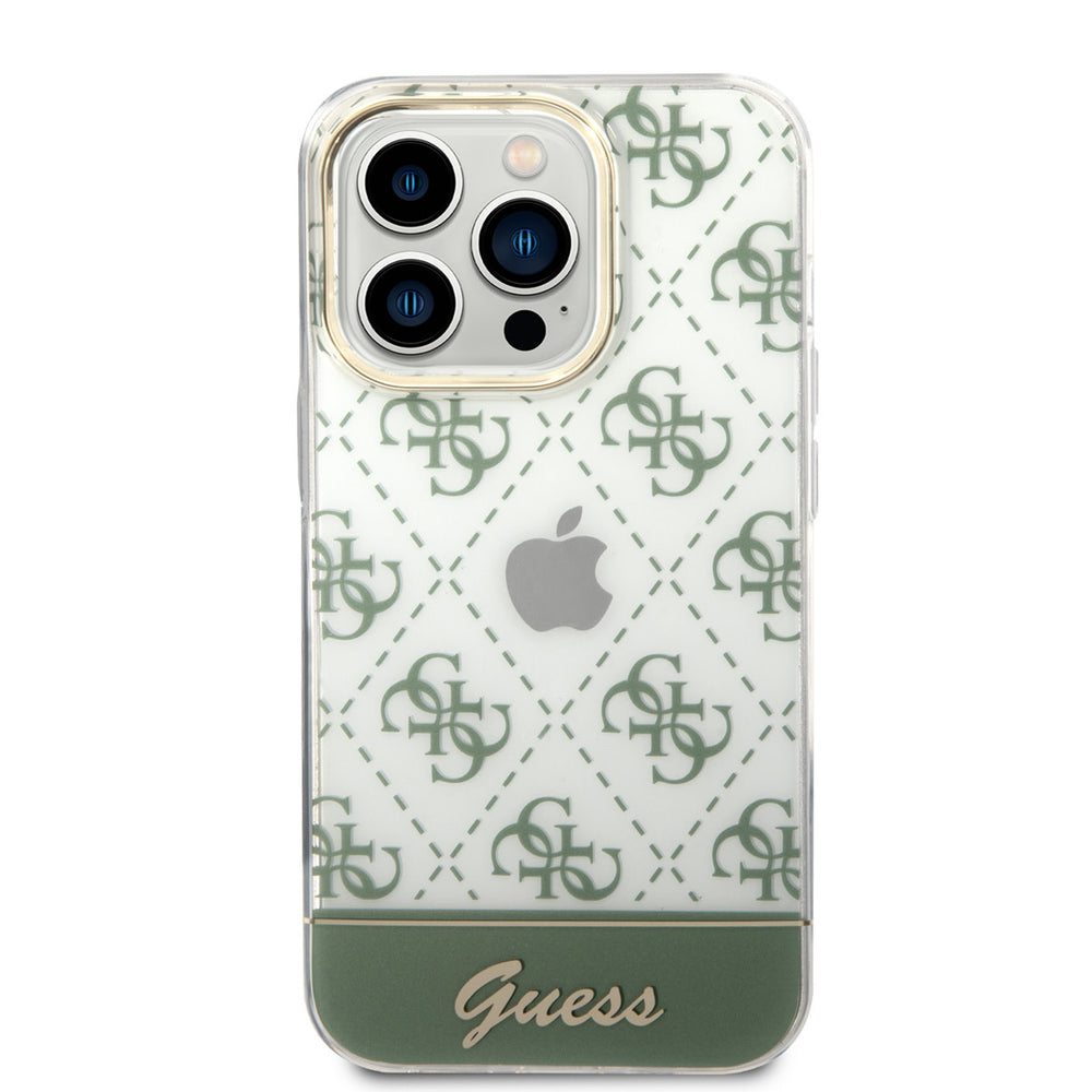 Guess iPhone 14 Pro Hardcase Backcover - 4G Pattern Script - Groen-Hoesjes-Ilumina Benelux