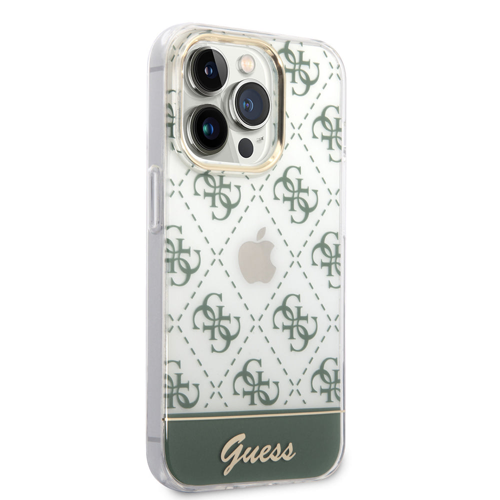Guess iPhone 14 Pro Hardcase Backcover - 4G Pattern Script - Groen-Hoesjes-Ilumina Benelux
