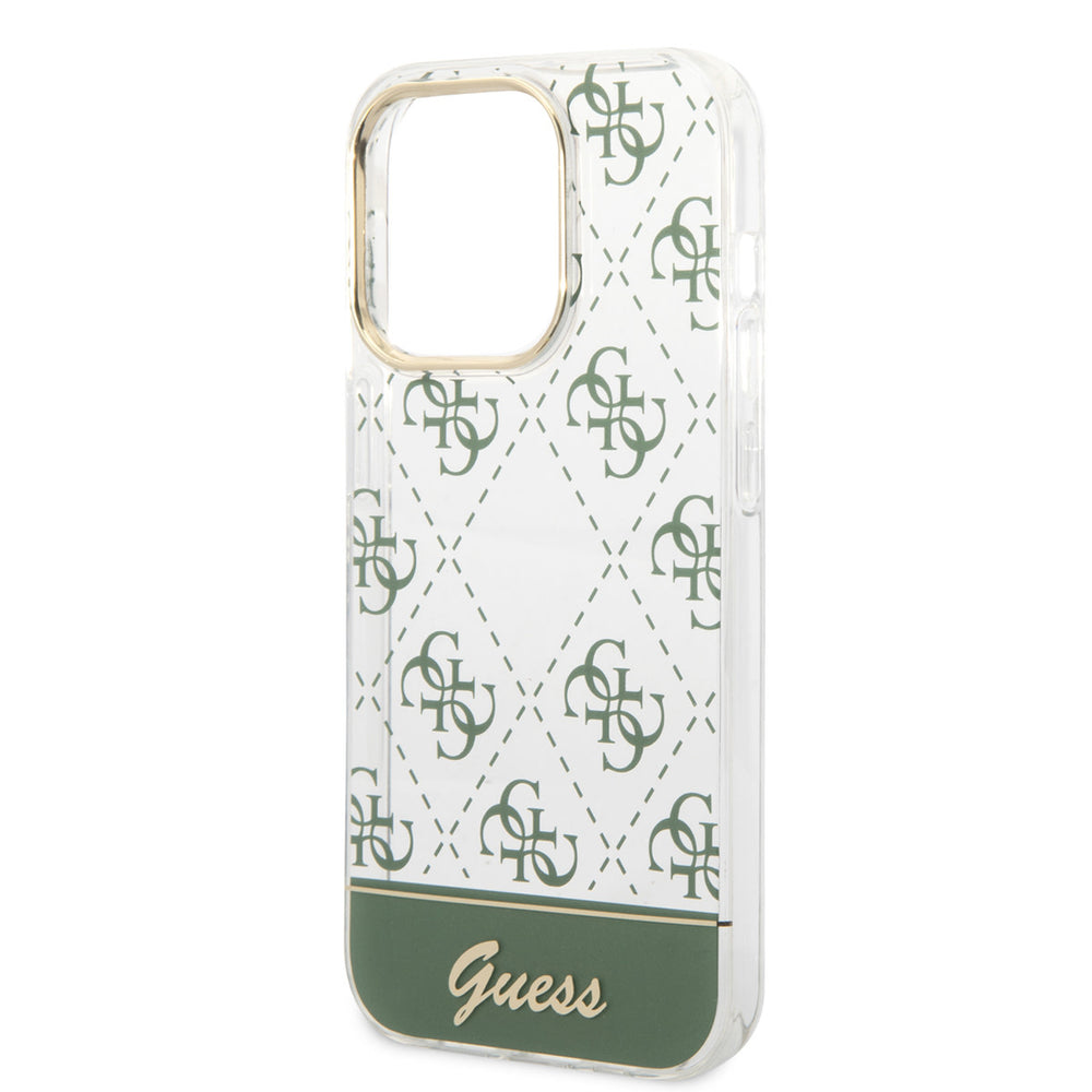 Guess iPhone 14 Pro Hardcase Backcover - 4G Pattern Script - Groen-Hoesjes-Ilumina Benelux