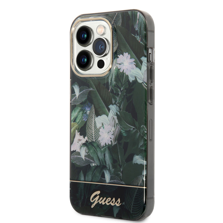 Guess iPhone 14 Pro Hardcase Backcover - Jungle Collectie - Groen-Hoesjes-Ilumina Benelux