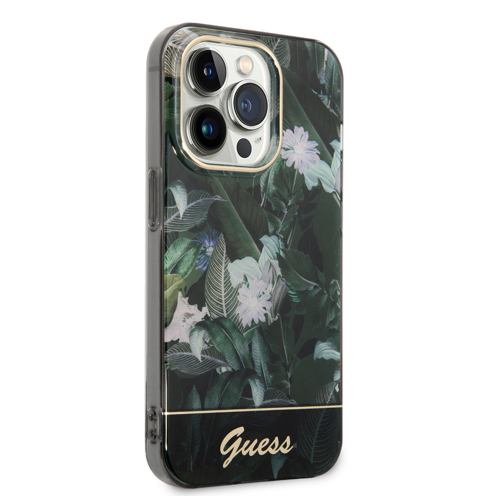Guess iPhone 14 Pro Hardcase Backcover - Jungle Collectie - Groen-Hoesjes-Ilumina Benelux