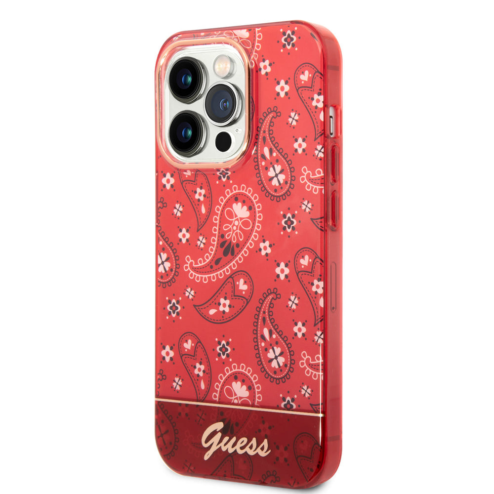 Guess iPhone 14 Pro Hardcase Backcover - Paisley Collectie - Rood-Hoesjes-Ilumina Benelux