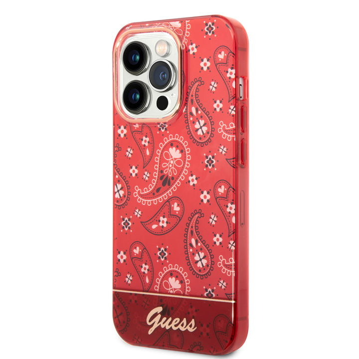 Guess iPhone 14 Pro Hardcase Backcover - Paisley Collectie - Rood-Hoesjes-Ilumina Benelux
