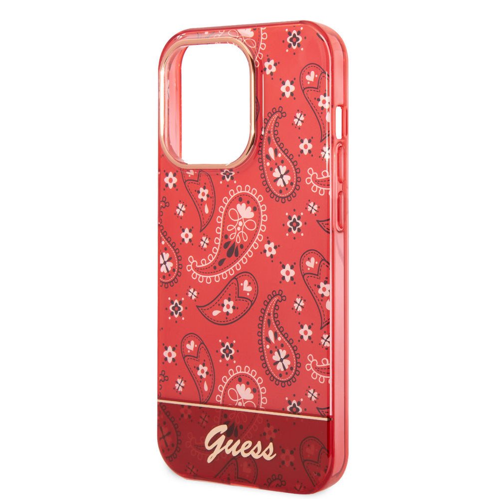 Guess iPhone 14 Pro Hardcase Backcover - Paisley Collectie - Rood-Hoesjes-Ilumina Benelux
