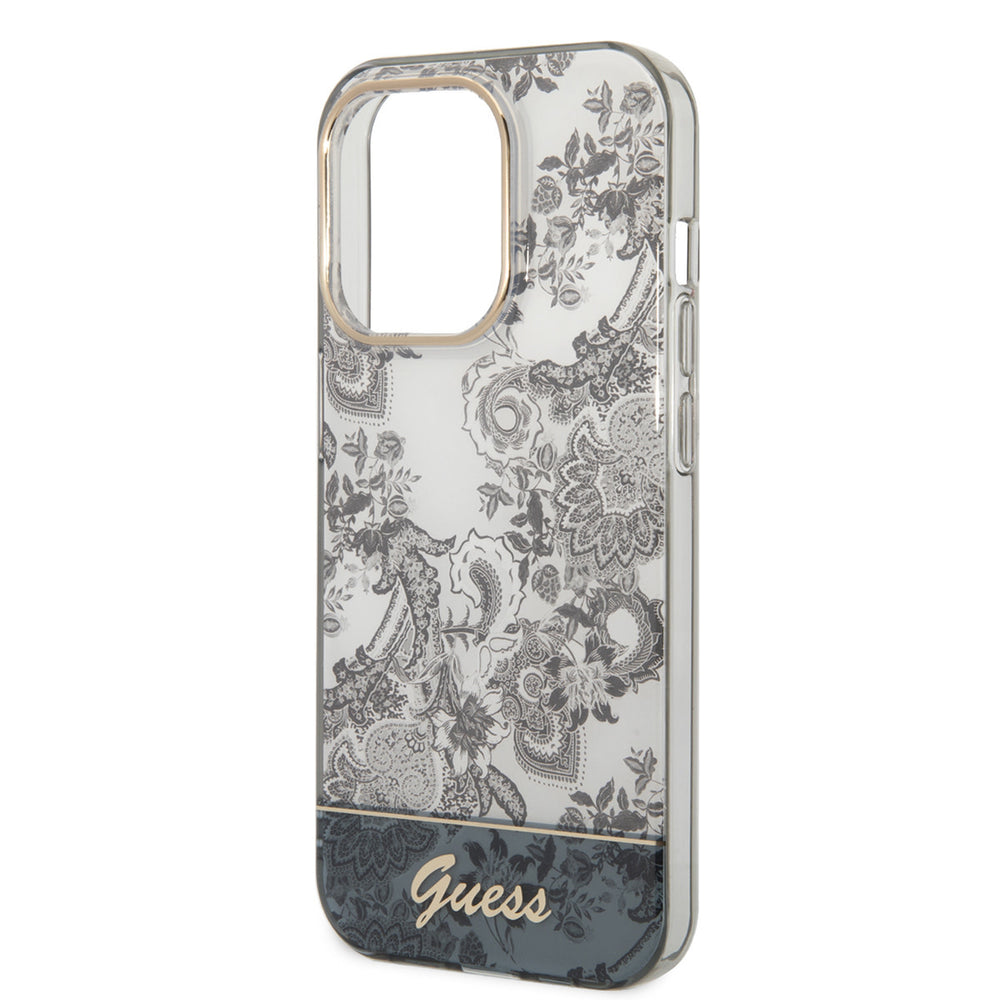 Guess iPhone 14 Pro Hardcase Backcover - Porselein Collectie - Grijs-Hoesjes-Ilumina Benelux