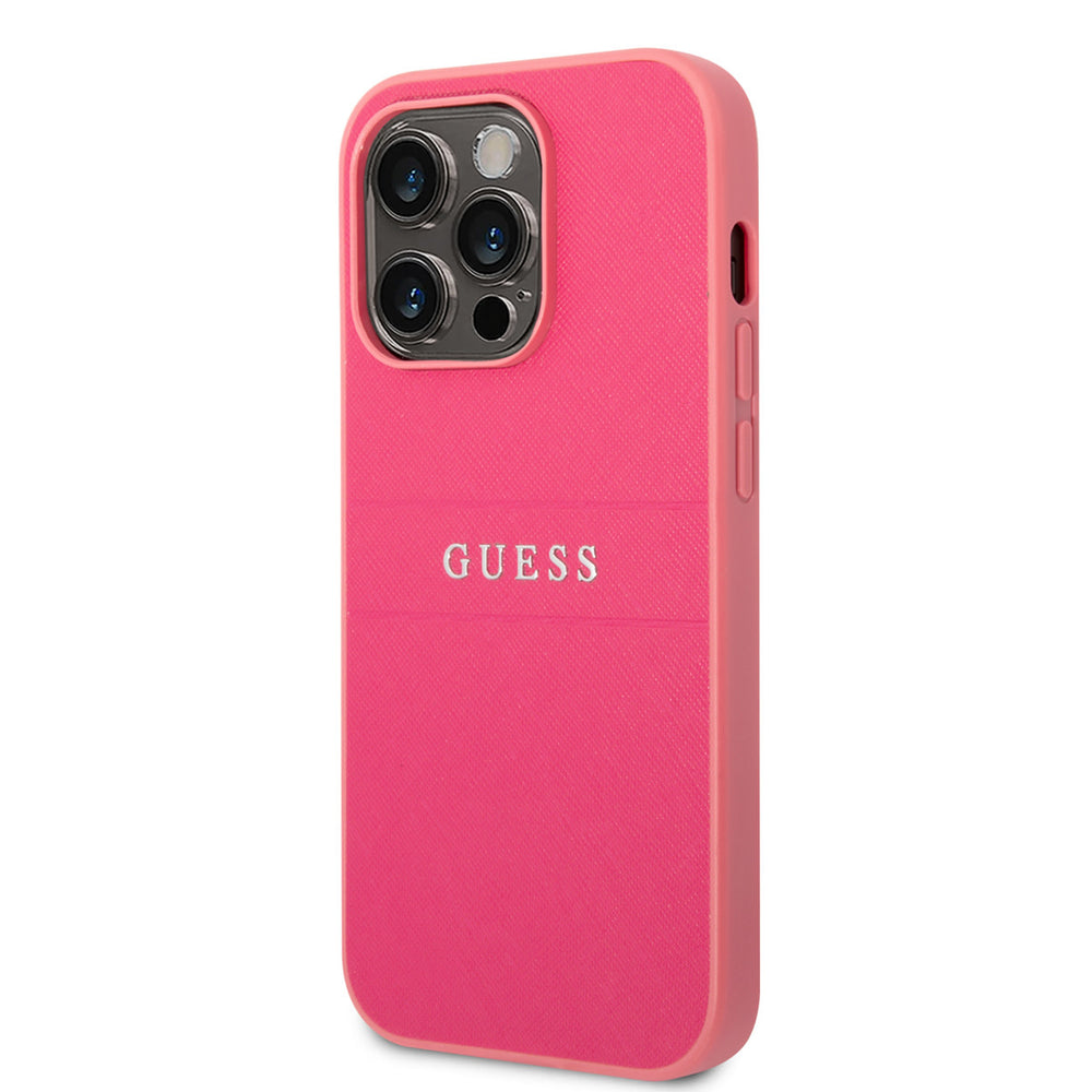 Guess iPhone 14 Pro Hardcase Backcover - Saffiano - Fuchsia-Hoesjes-Ilumina Benelux