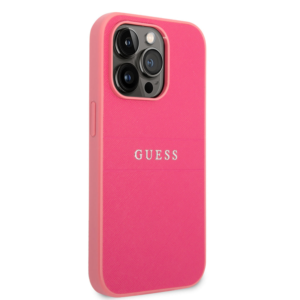 Guess iPhone 14 Pro Hardcase Backcover - Saffiano - Fuchsia-Hoesjes-Ilumina Benelux