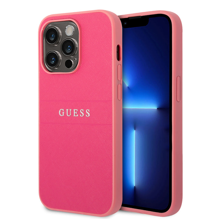Guess iPhone 14 Pro Hardcase Backcover - Saffiano - Fuchsia-Hoesjes-Ilumina Benelux
