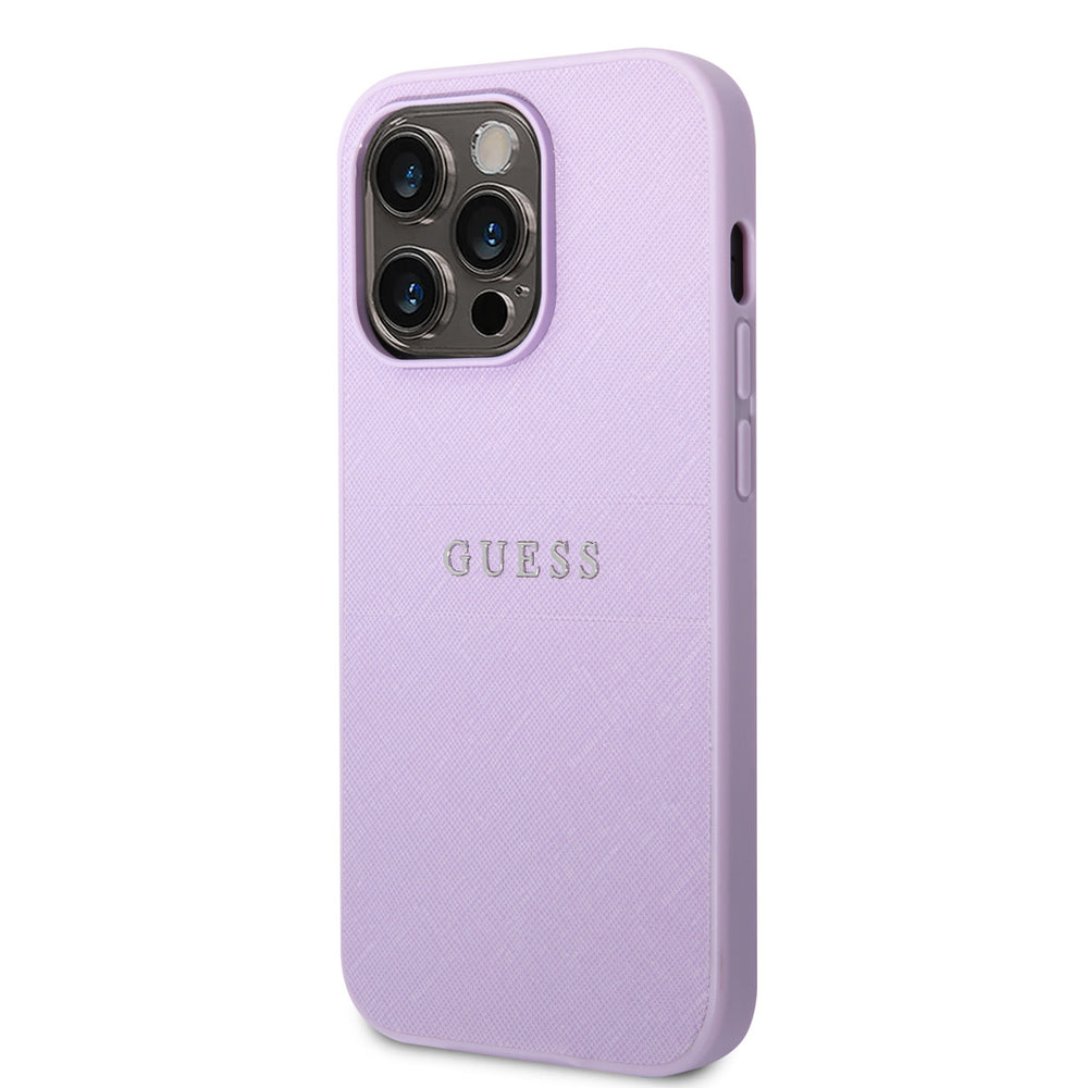 Guess iPhone 14 Pro Hardcase Backcover - Saffiano - Paars-Hoesjes-Ilumina Benelux