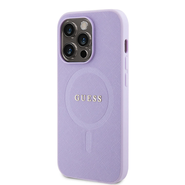 Guess iPhone 14 Pro Hardcase Backcover Saffiano - Paars-Hoesjes-Ilumina Benelux