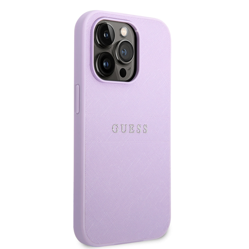 Guess iPhone 14 Pro Hardcase Backcover - Saffiano - Paars-Hoesjes-Ilumina Benelux