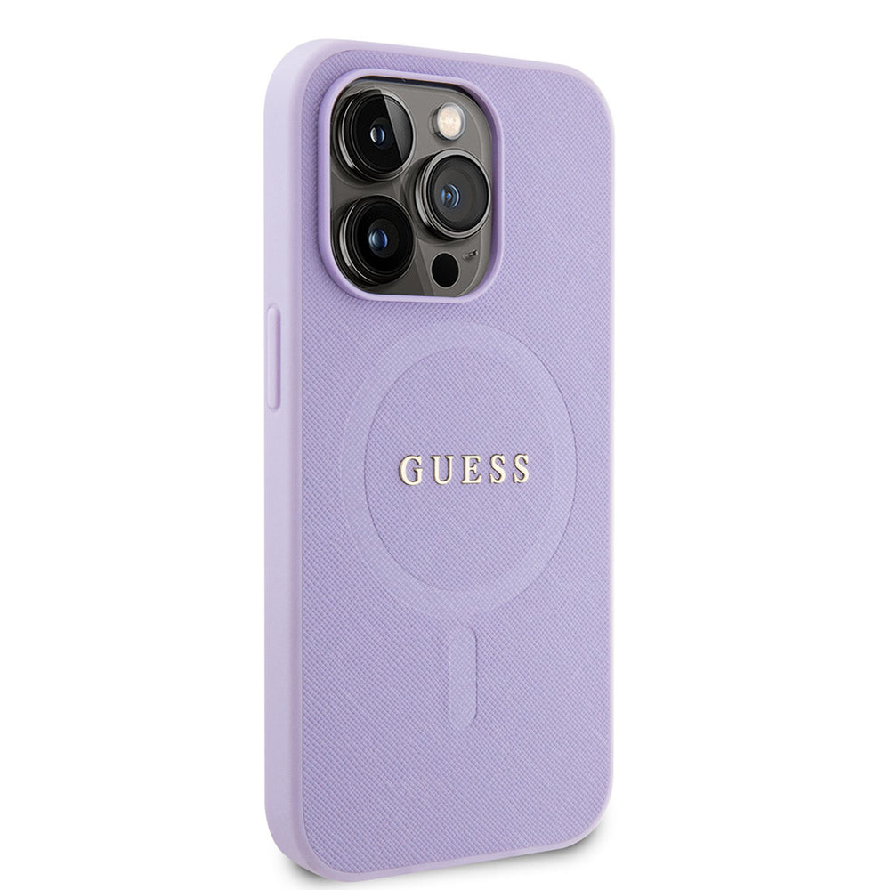 Guess iPhone 14 Pro Hardcase Backcover Saffiano - Paars-Hoesjes-Ilumina Benelux