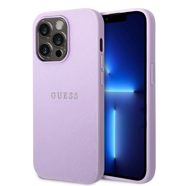 Guess iPhone 14 Pro Hardcase Backcover - Saffiano - Paars-Hoesjes-Ilumina Benelux