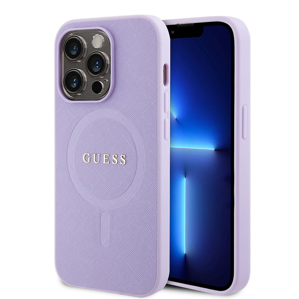 Guess iPhone 14 Pro Hardcase Backcover Saffiano - Paars-Hoesjes-Ilumina Benelux