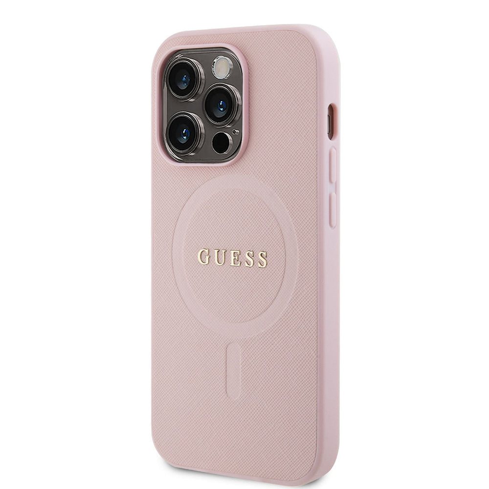 Guess iPhone 14 Pro Hardcase Backcover Saffiano - Roze-Hoesjes-Ilumina Benelux