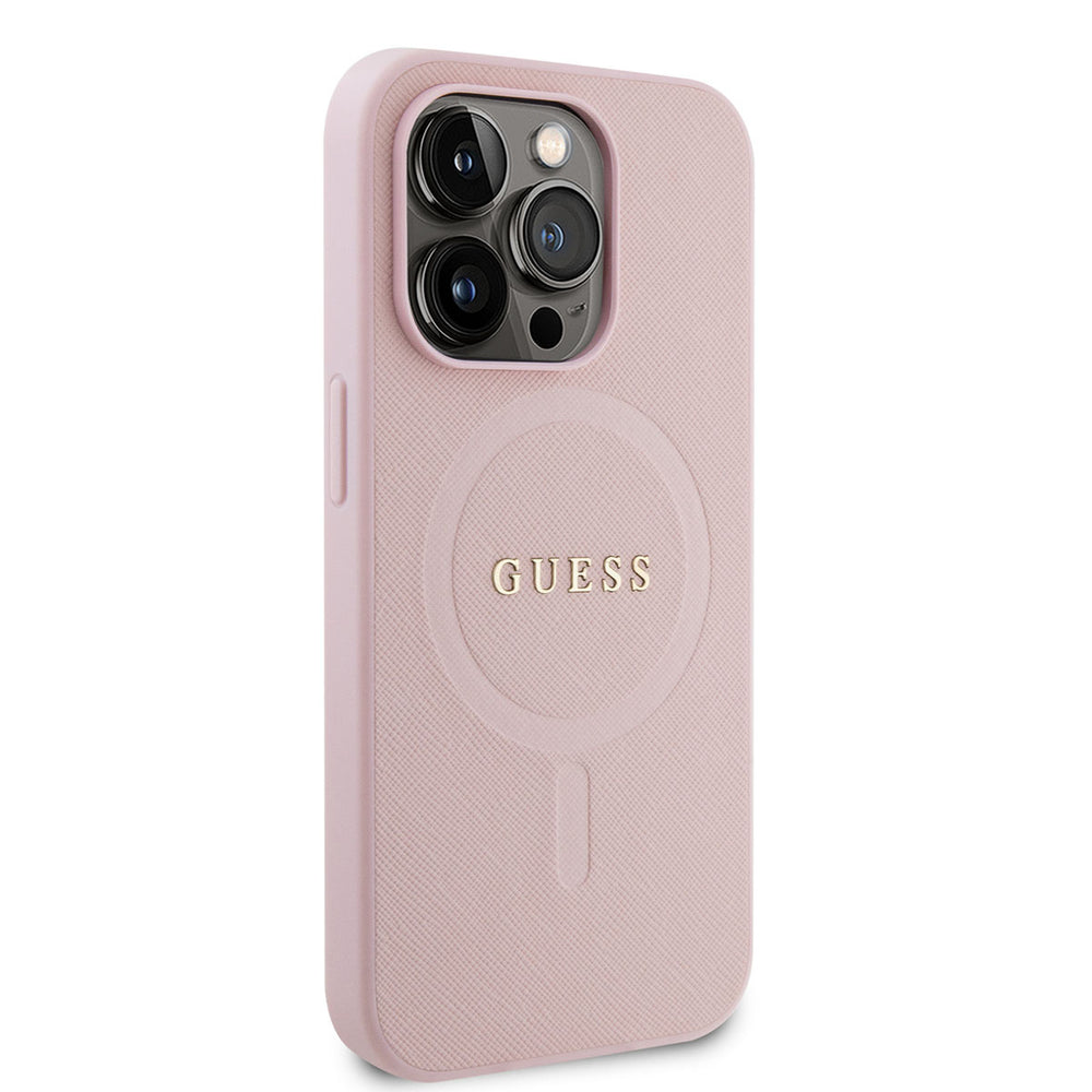 Guess iPhone 14 Pro Hardcase Backcover Saffiano - Roze-Hoesjes-Ilumina Benelux
