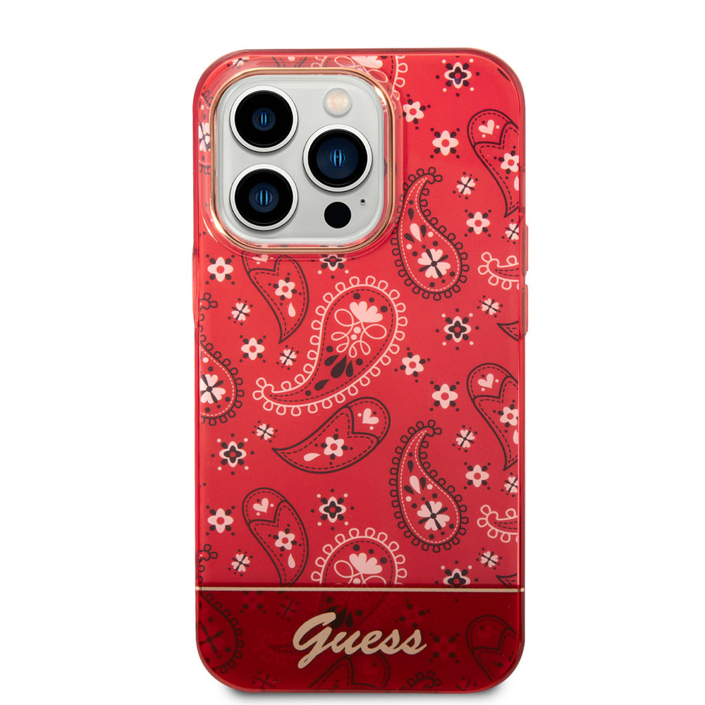 Guess iPhone 14 Pro Max Hardcase Backcover - Paisley Collectie - Rood-Hoesjes-Ilumina Benelux