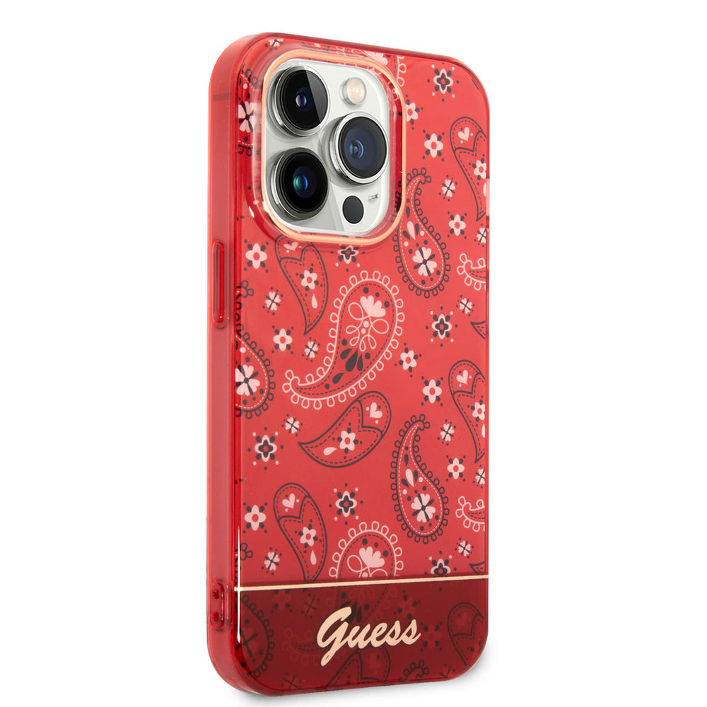 Guess iPhone 14 Pro Max Hardcase Backcover - Paisley Collectie - Rood-Hoesjes-Ilumina Benelux