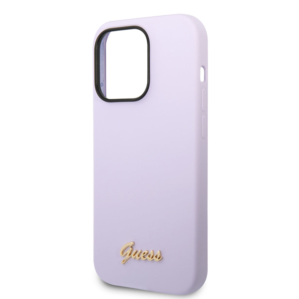 Guess iPhone 14 Pro Silicone Backcover - Metal logo - Paars-Hoesjes-Ilumina Benelux