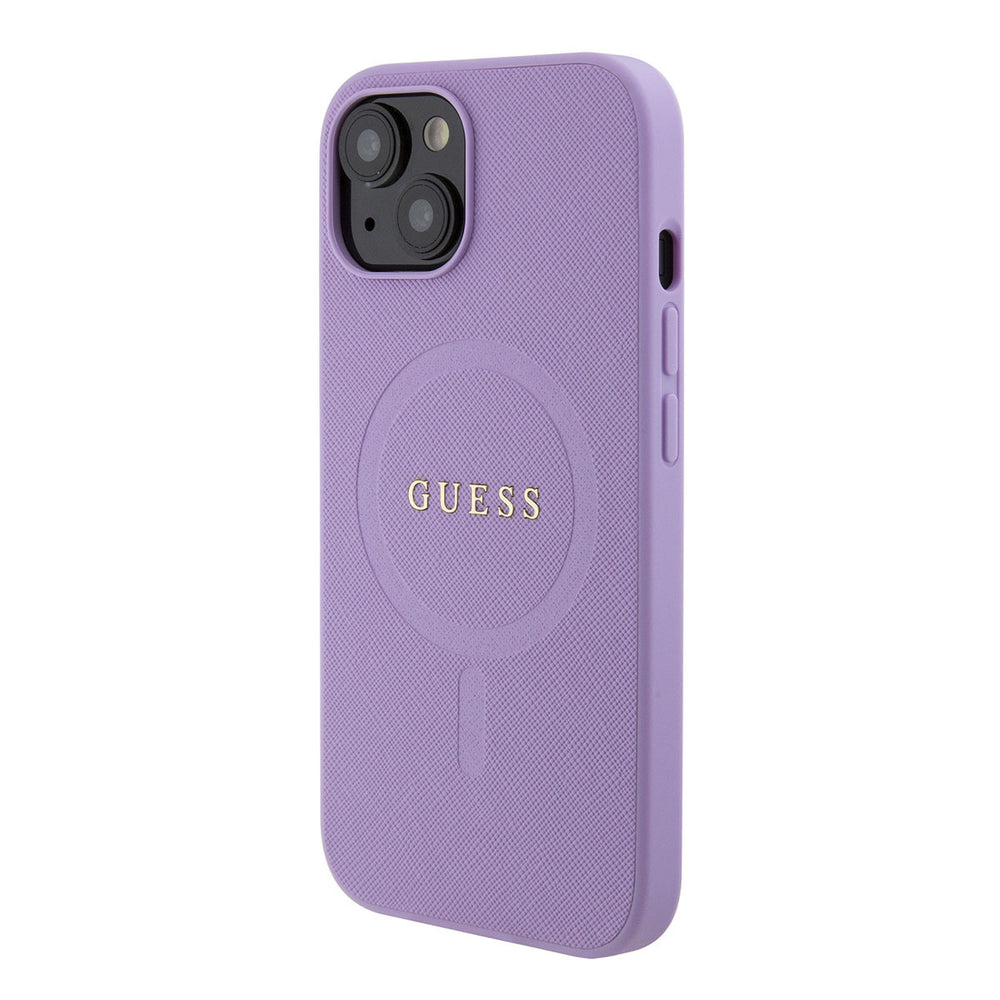 Guess iPhone 15 & 14 Plus Hardcase Backcover Saffiano - Paars-Hoesjes-Ilumina Benelux