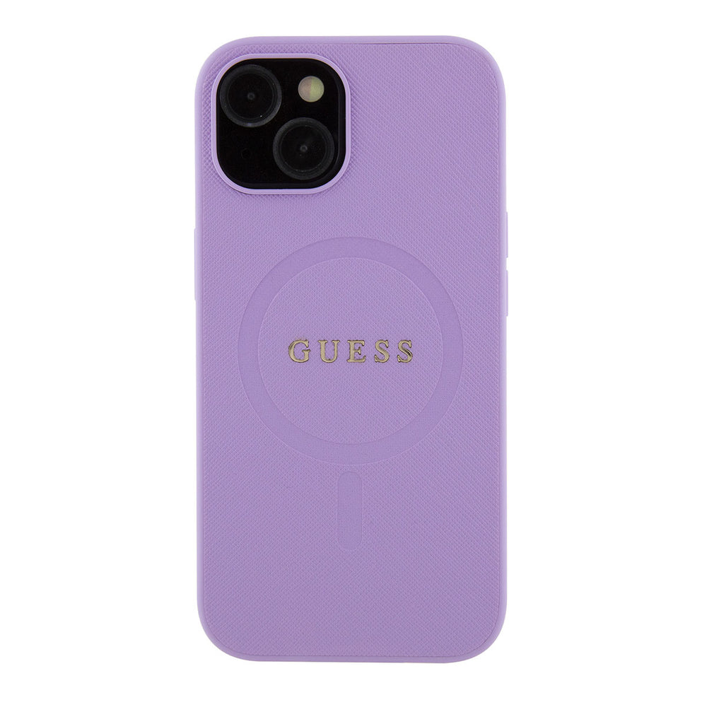 Guess iPhone 15 & 14 Plus Hardcase Backcover Saffiano - Paars-Hoesjes-Ilumina Benelux