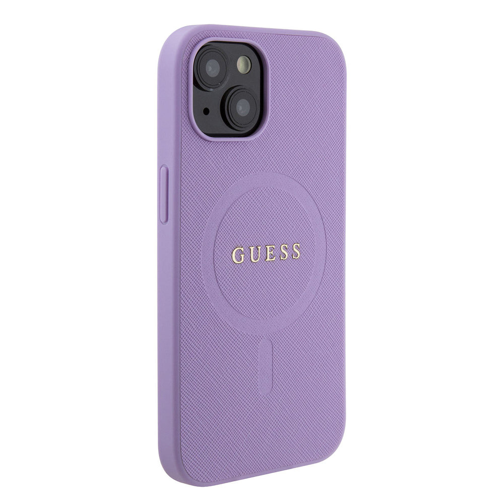 Guess iPhone 15 & 14 Plus Hardcase Backcover Saffiano - Paars-Hoesjes-Ilumina Benelux