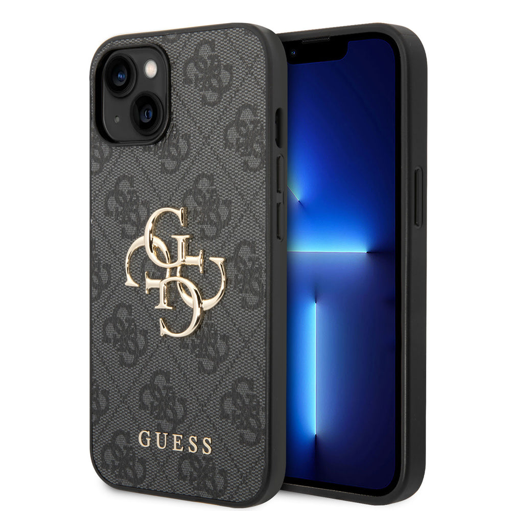 Guess iPhone 15 & 14 Plus Hardcase hoesje - 4G - Big Metal Logo - Grijs-Hoesjes-Ilumina Benelux