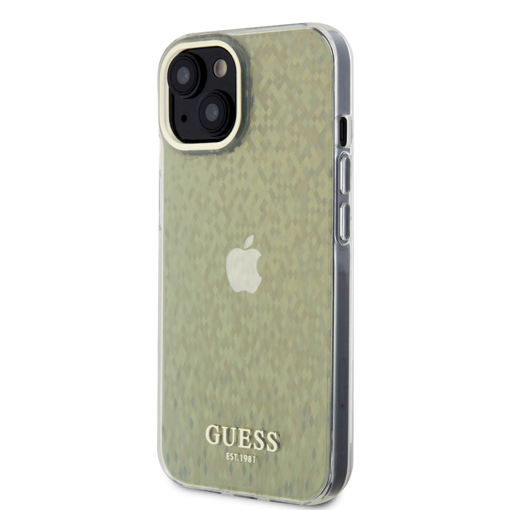 Guess iPhone 15 & 14 Plus Hardcase hoesje - Faceted Mirror - Disco Goud-Hoesjes-Ilumina Benelux