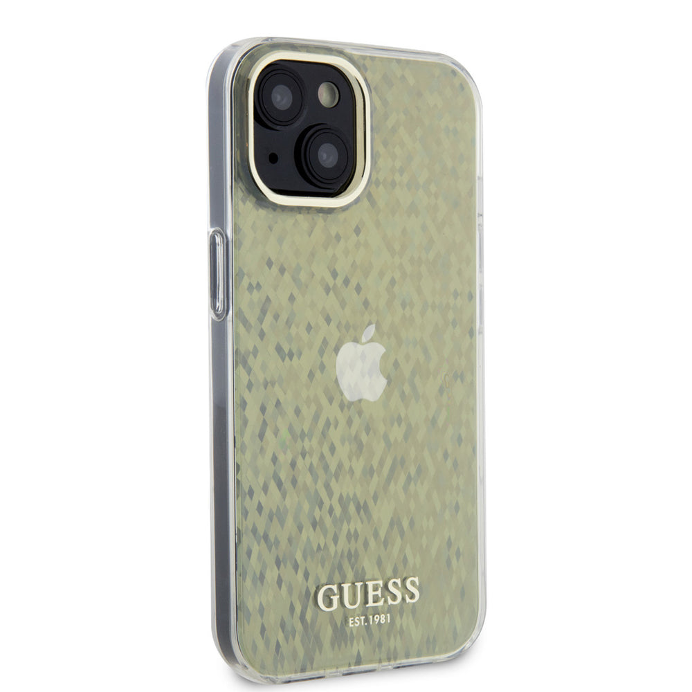 Guess iPhone 15 & 14 Plus Hardcase hoesje - Faceted Mirror - Disco Goud-Hoesjes-Ilumina Benelux