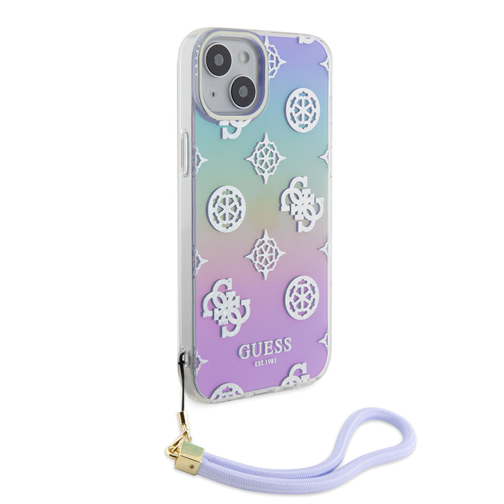 Guess iPhone 15 Backcover hoesje Iridescent glitter pattern - Paars-Hoesjes-Ilumina Benelux