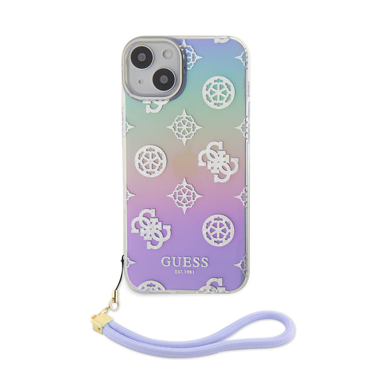 Guess iPhone 15 Backcover hoesje Iridescent glitter pattern - Paars-Hoesjes-Ilumina Benelux