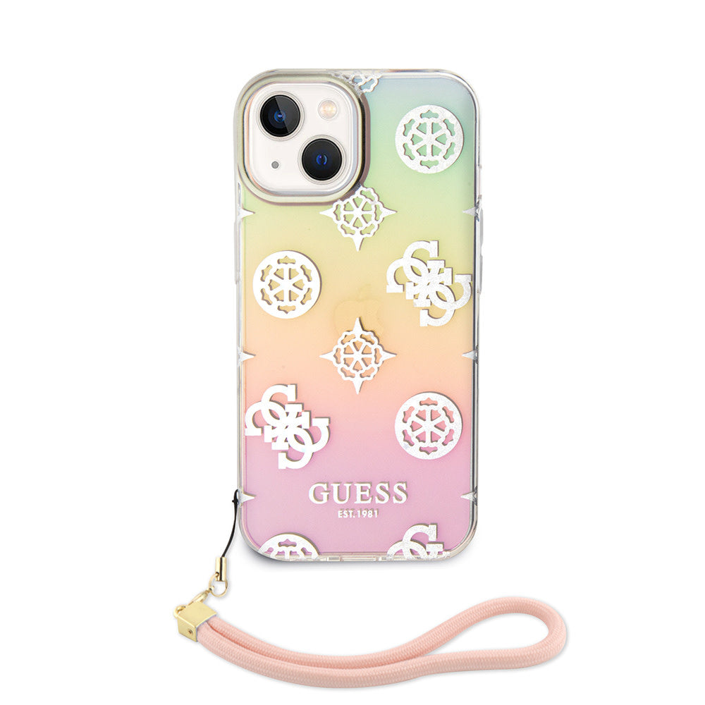 Guess iPhone 15 Backcover hoesje ML IRIDESCENT GLITTER PEONY - Roze-Hoesjes-Ilumina Benelux