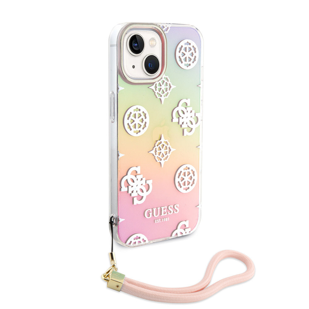 Guess iPhone 15 Backcover hoesje ML IRIDESCENT GLITTER PEONY - Roze-Hoesjes-Ilumina Benelux
