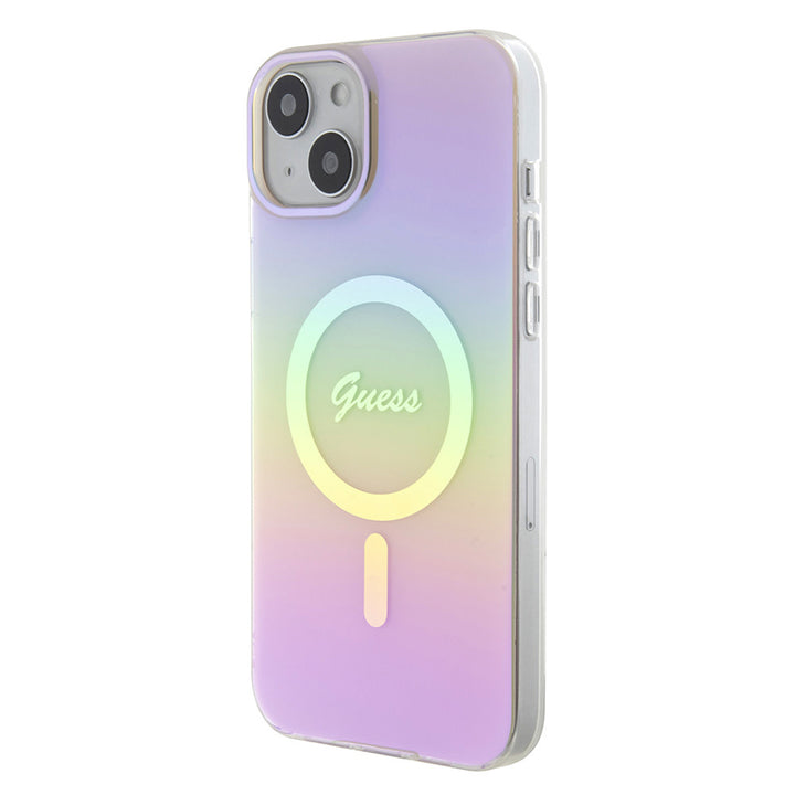 Guess iPhone 15 Backcover hoesje Magsafe iridescent - Roze-Hoesjes-Ilumina Benelux