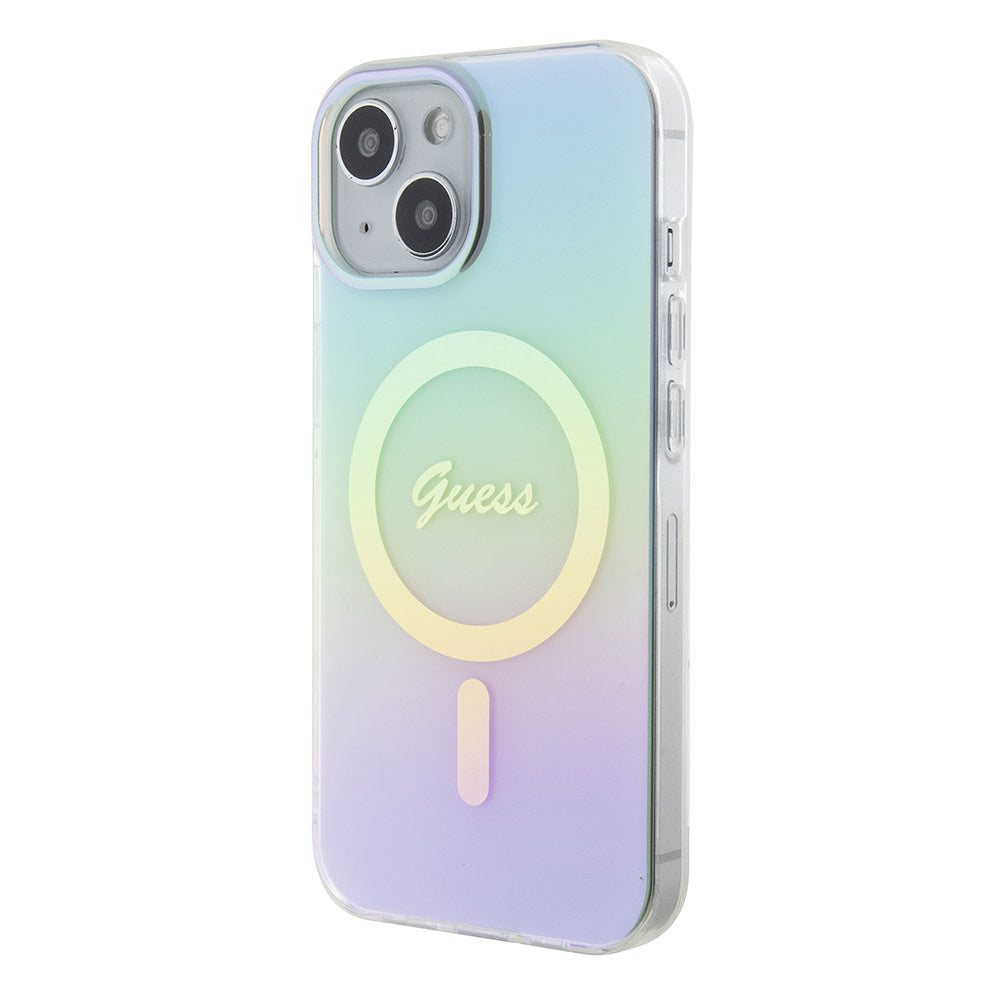Guess iPhone 15 Backcover hoesje Magsafe iridescent - Turquoise-Hoesjes-Ilumina Benelux