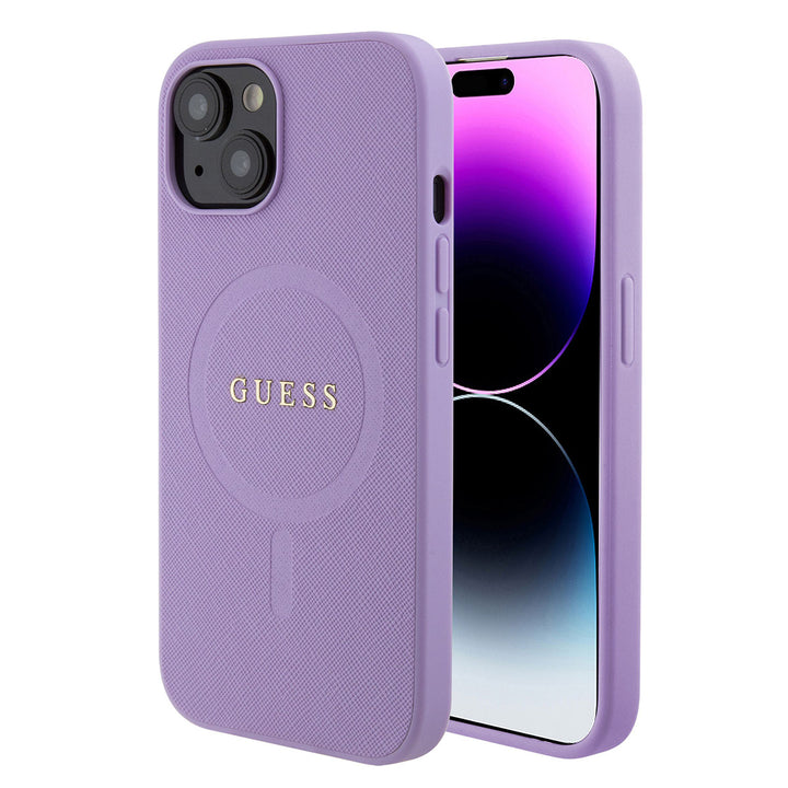 Guess iPhone 15 Hardcase Backcover Saffiano - Paars-Hoesjes-Ilumina Benelux