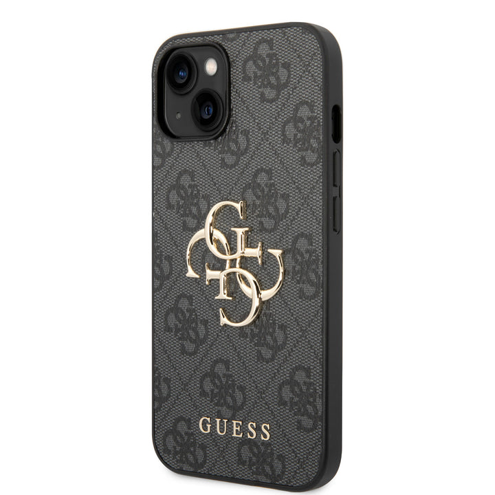 Guess iPhone 15 Hardcase hoesje - 4G - Big Metal Logo - Grijs-Hoesjes-Ilumina Benelux