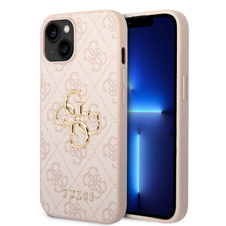 Guess iPhone 15 Hardcase hoesje - 4G - Big Metal Logo - Roze-Hoesjes-Ilumina Benelux