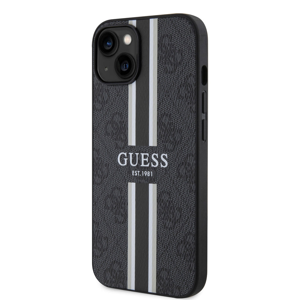 Guess iPhone 15 Hardcase hoesje - 4G Printed Stripes - Zwart-Hoesjes-Ilumina Benelux