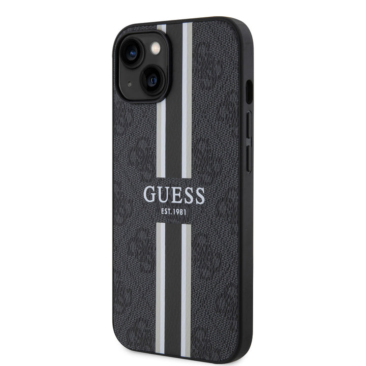 Guess iPhone 15 Hardcase hoesje - 4G Printed Stripes - Zwart-Hoesjes-Ilumina Benelux
