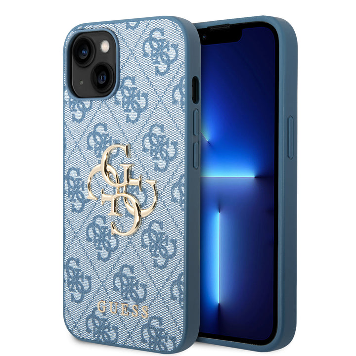 Guess iPhone 15 Plus Hardcase hoesje - 4G - Big Metal Logo - Blauw-Hoesjes-Ilumina Benelux