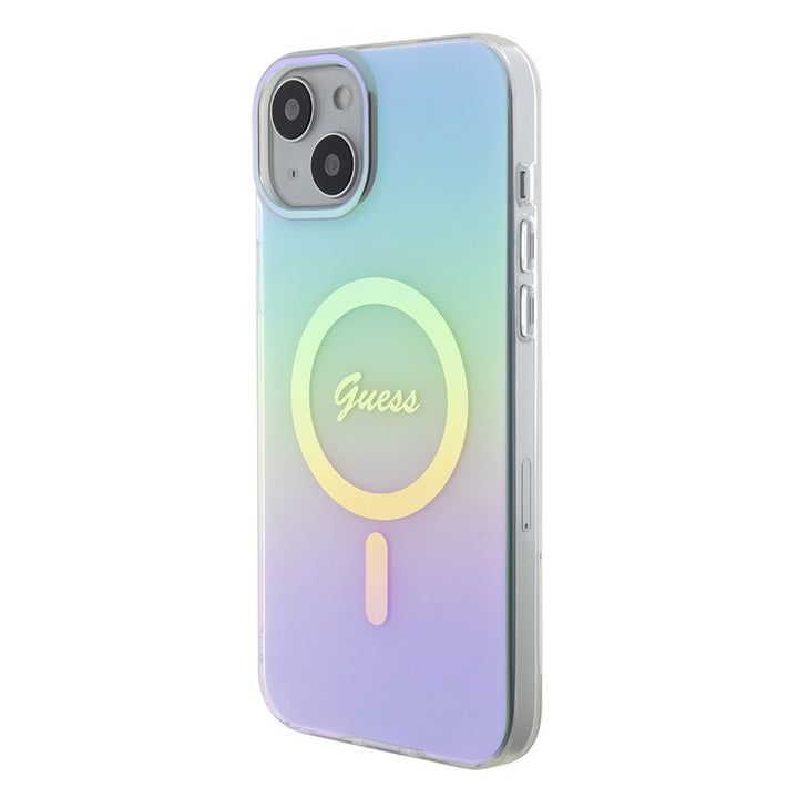 Guess iPhone 15 Plus & iPhone 14 Plus Backcover hoesje Magsafe iridescent - Turquoise-Hoesjes-Ilumina Benelux