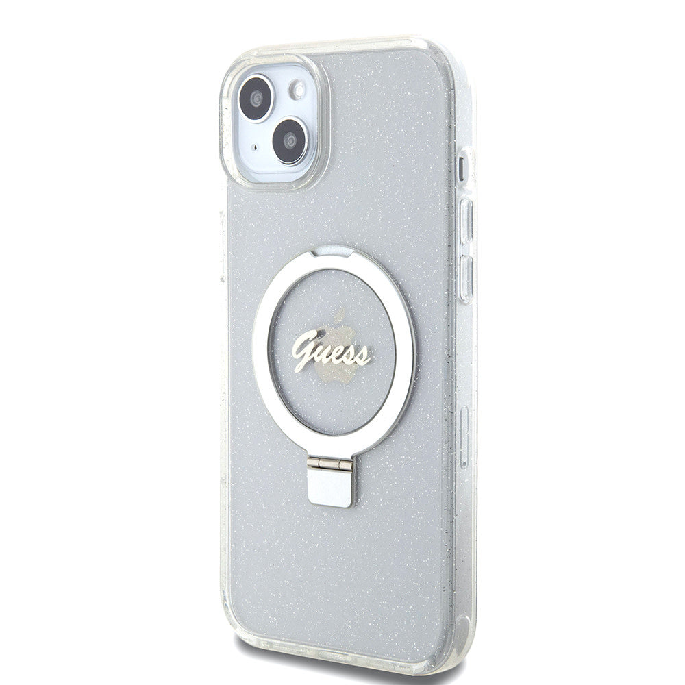Guess iPhone 15 Plus & iPhone 14 Plus Backcover hoesje Magsafe script logo - Transparant-Hoesjes-Ilumina Benelux