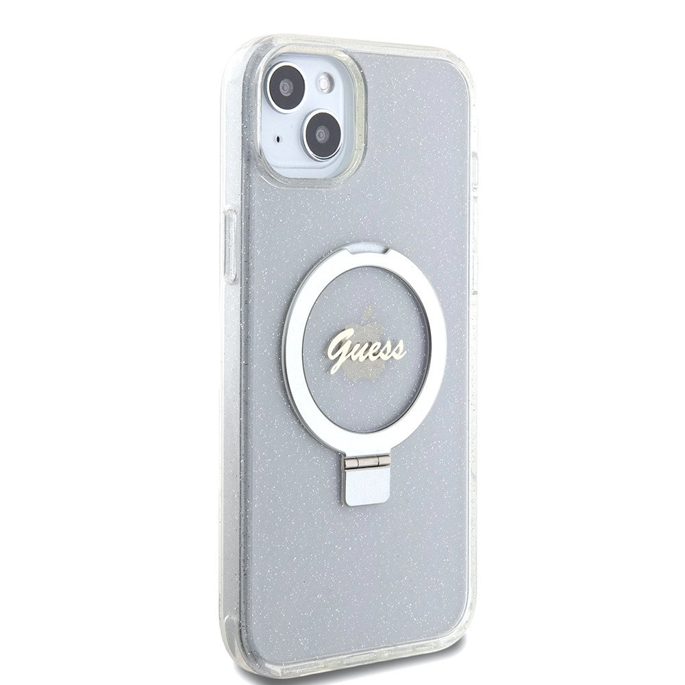 Guess iPhone 15 Plus & iPhone 14 Plus Backcover hoesje Magsafe script logo - Transparant-Hoesjes-Ilumina Benelux