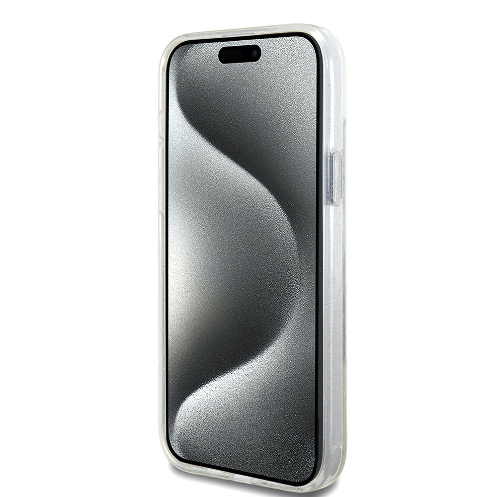 Guess iPhone 15 Plus & iPhone 14 Plus Backcover hoesje Magsafe script logo - Transparant-Hoesjes-Ilumina Benelux