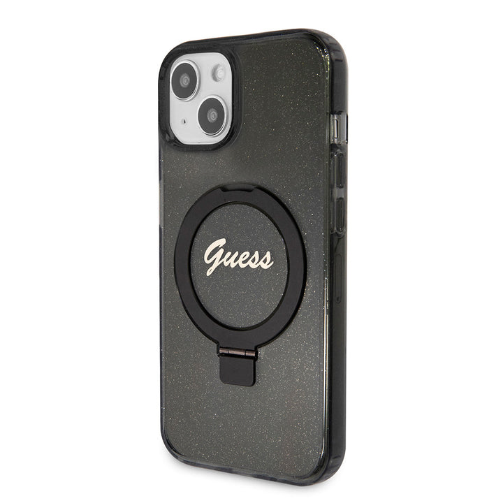 Guess iPhone 15 Plus & iPhone 14 Plus Backcover hoesje Magsafe script logo - Zwart-Hoesjes-Ilumina Benelux
